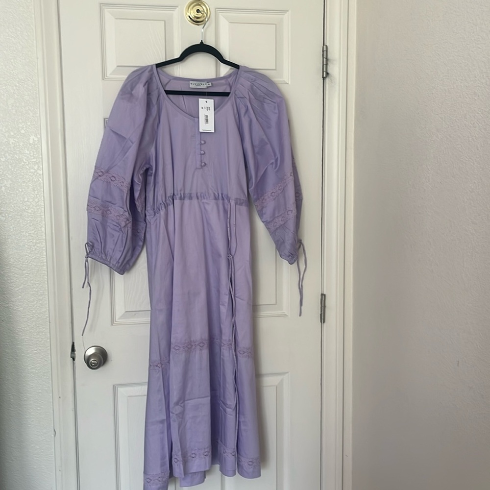 NWT  $304 Harshman Belle dress lilac puff sleeve maxi length size XS - Picture 9 of 14